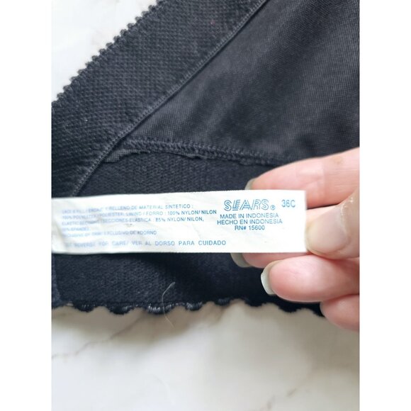 Sears Black Lace Vintage Bustier Longline Pinup Underwire Strapless Bra 36C - Picture 9 of 11